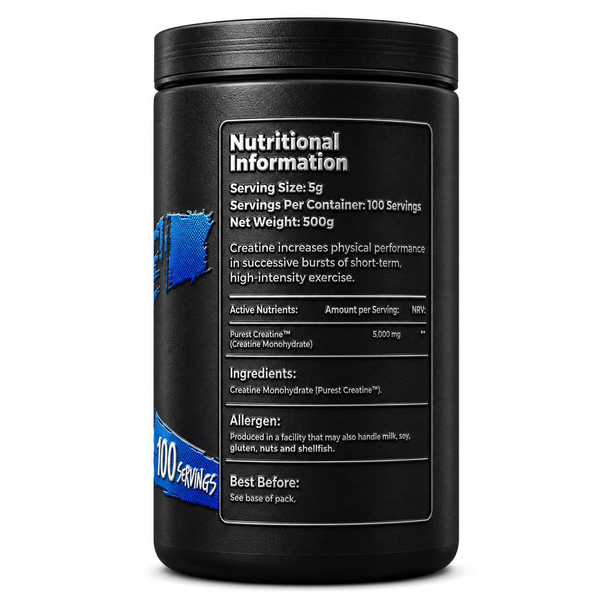 TANKER LABS Purest® Creatine Monohydrate
Ultra-Pure Creatine Powder – 100 Servings
