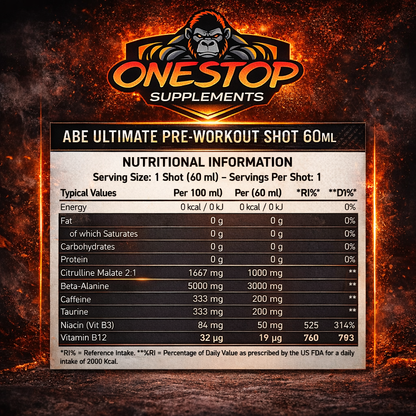 APPLIED NUTRITION ABE PRE WORKOUT SHOTS 12X60ML