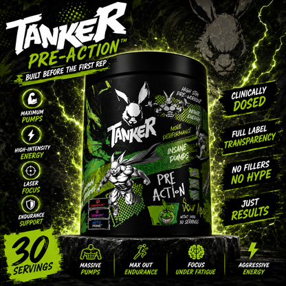 TANKER LABS PRE-ACTION™ High-Stim Pre Workout
High-Performance Pre-Workout System