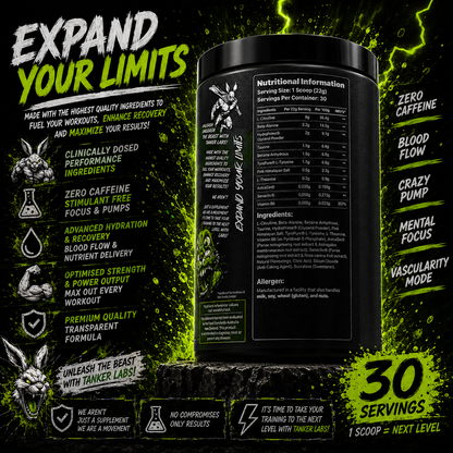 TANKER LABS PUMP ACTION™ – Stim-Free Pump Formula
Maximum Pumps. Zero Stimulants. Pure Blood Flow.