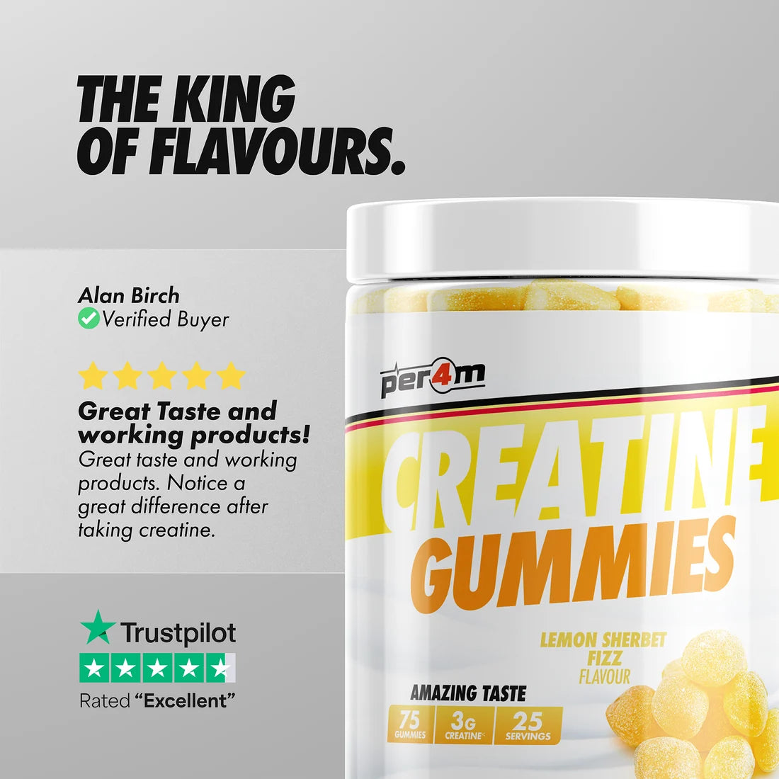 PER4M CREATINE GUMMIES 25 SERVINGS 75 GUMMIES