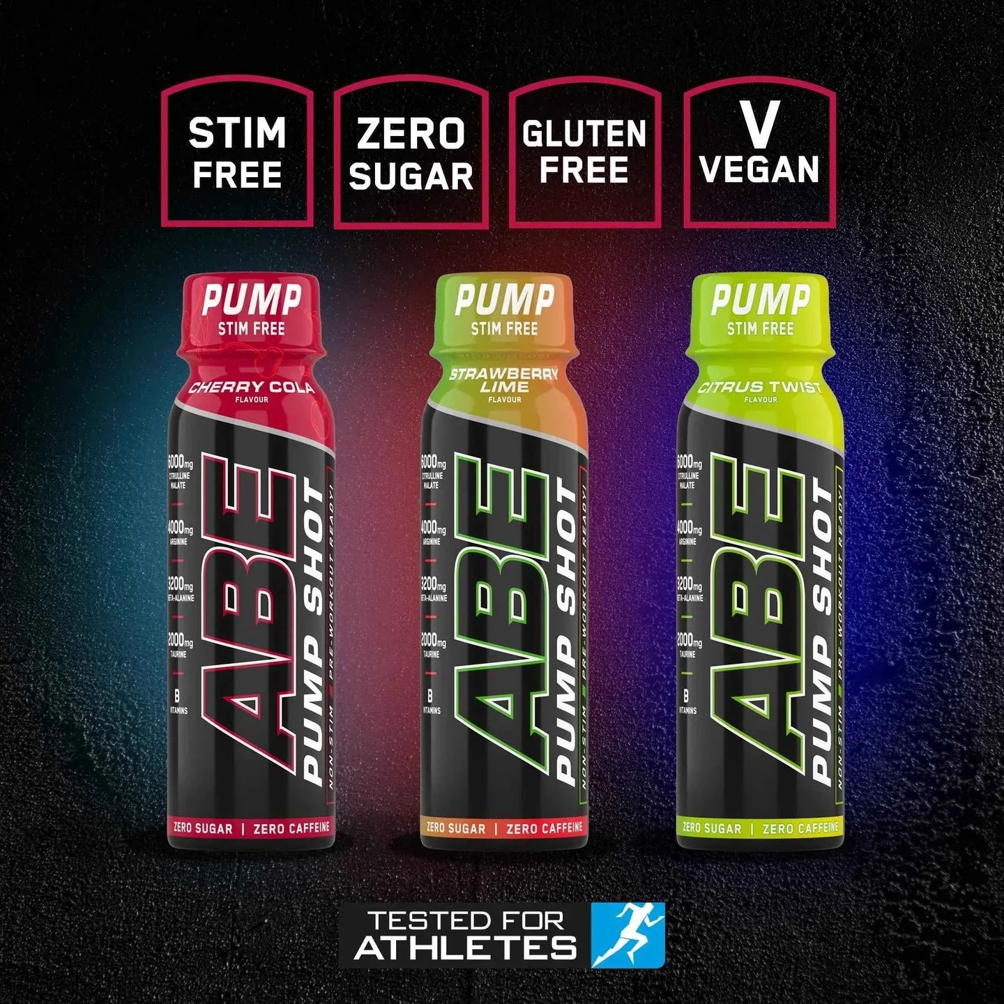 ABE Pump Pre Workout Shots - Stim & Caffeine Free - Box of 12 in Variety of Flavours