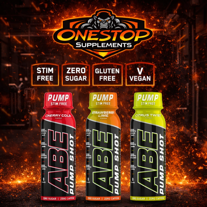 ABE Pump Pre Workout Shots - Stim & Caffeine Free - Box of 12 in Variety of Flavours