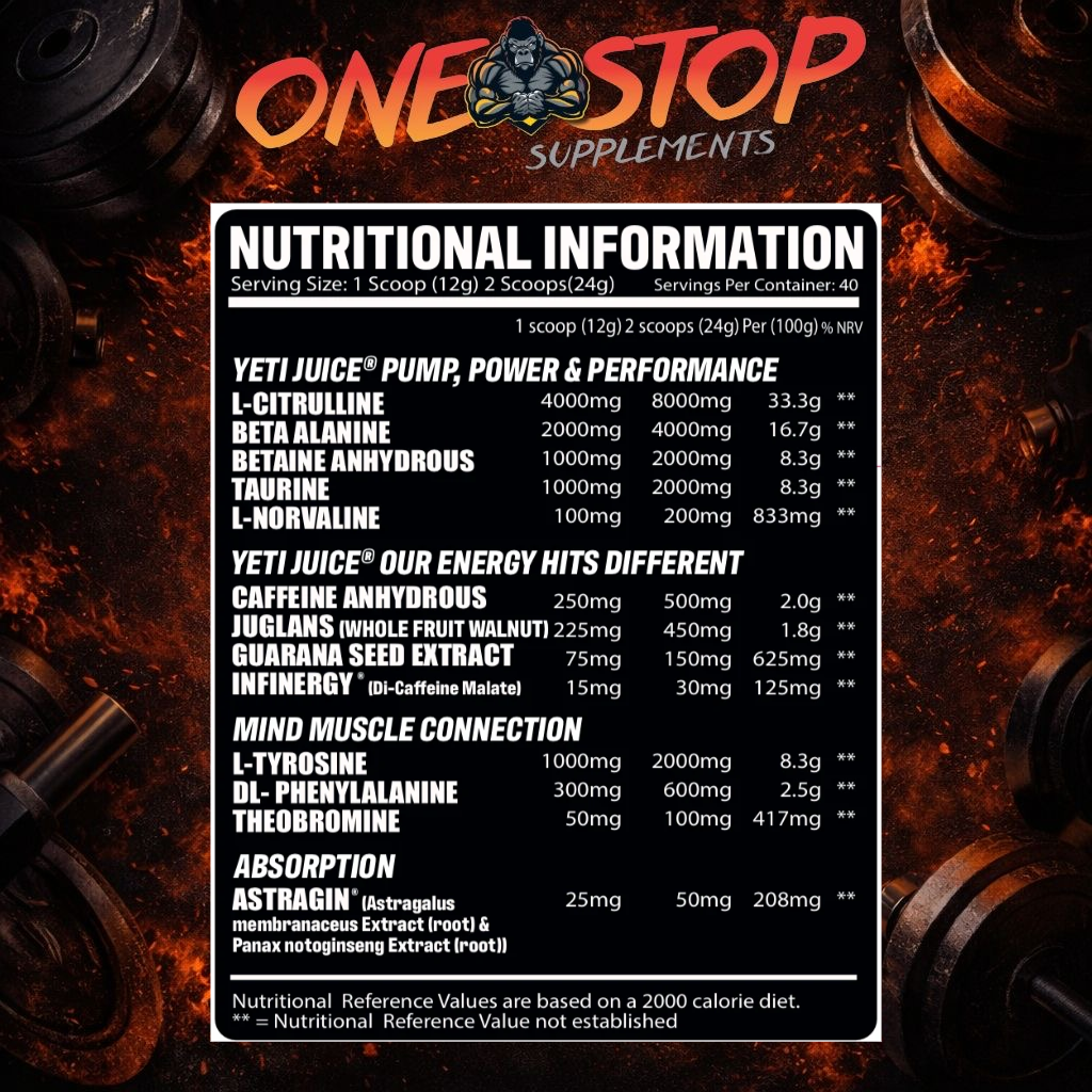 GORILLA ALPHA YETI JUICE PRE WORKOUT 480g (40 SERVINGS)