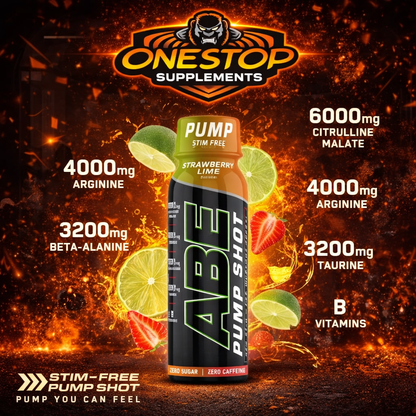 ABE Pump Pre Workout Shots - Stim & Caffeine Free - Box of 12 in Variety of Flavours