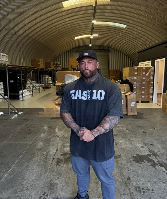 GASMARK10 DARK GREY ACID WASH OVERSIZE T