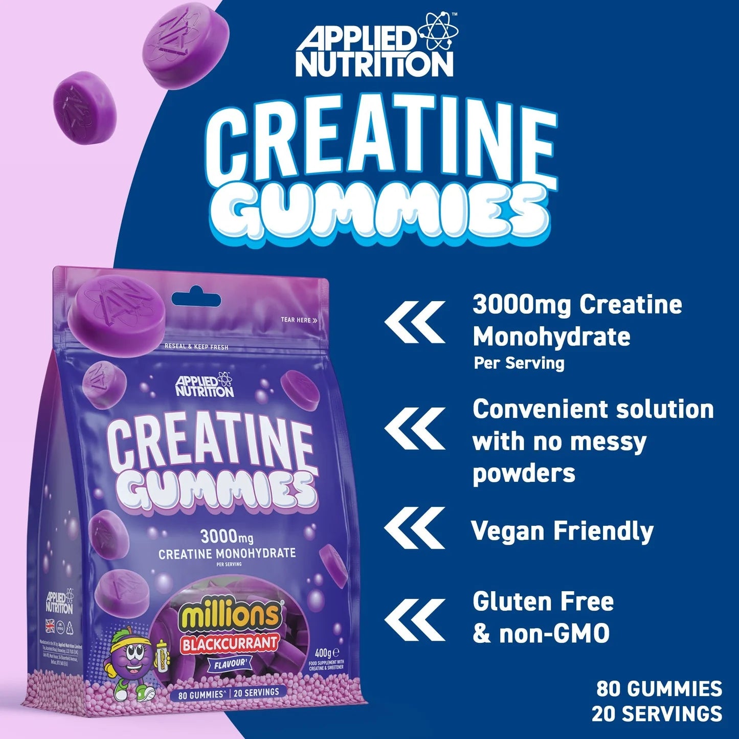 APPLIED NUTRITION CREATINE GUMMIES 3000MG 80 GUMMIES